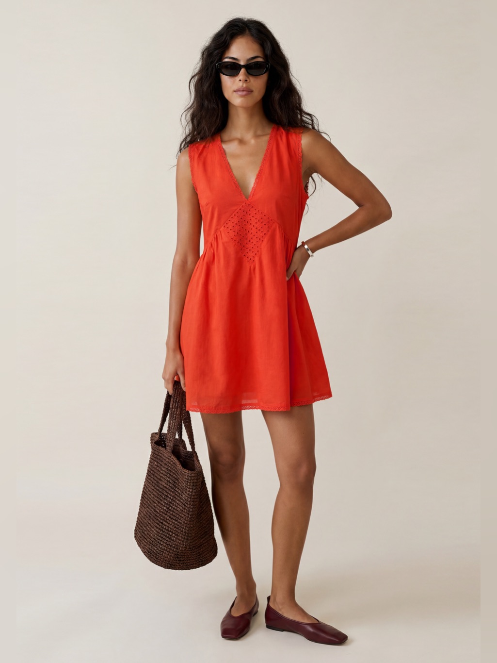 Kourt Tatiana Red Cotton Mini Dress Size S Nwt